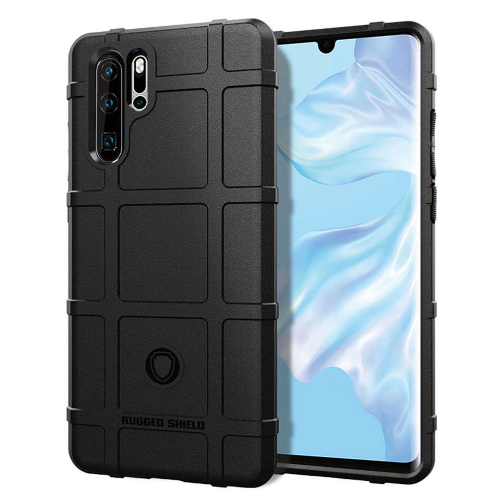 Para Huawei P30 Pro Rugged Cuadrado de la Cuadrícula Cuadrada Caso de Protección TPU - Negro