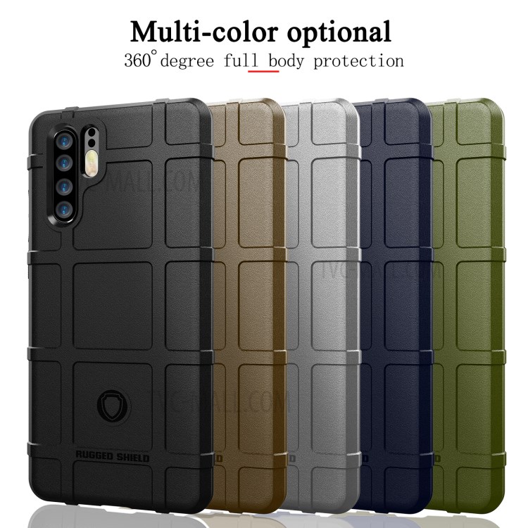 For Huawei P30 Pro Rugged Square Grid Texture TPU Protection Case - Black-11