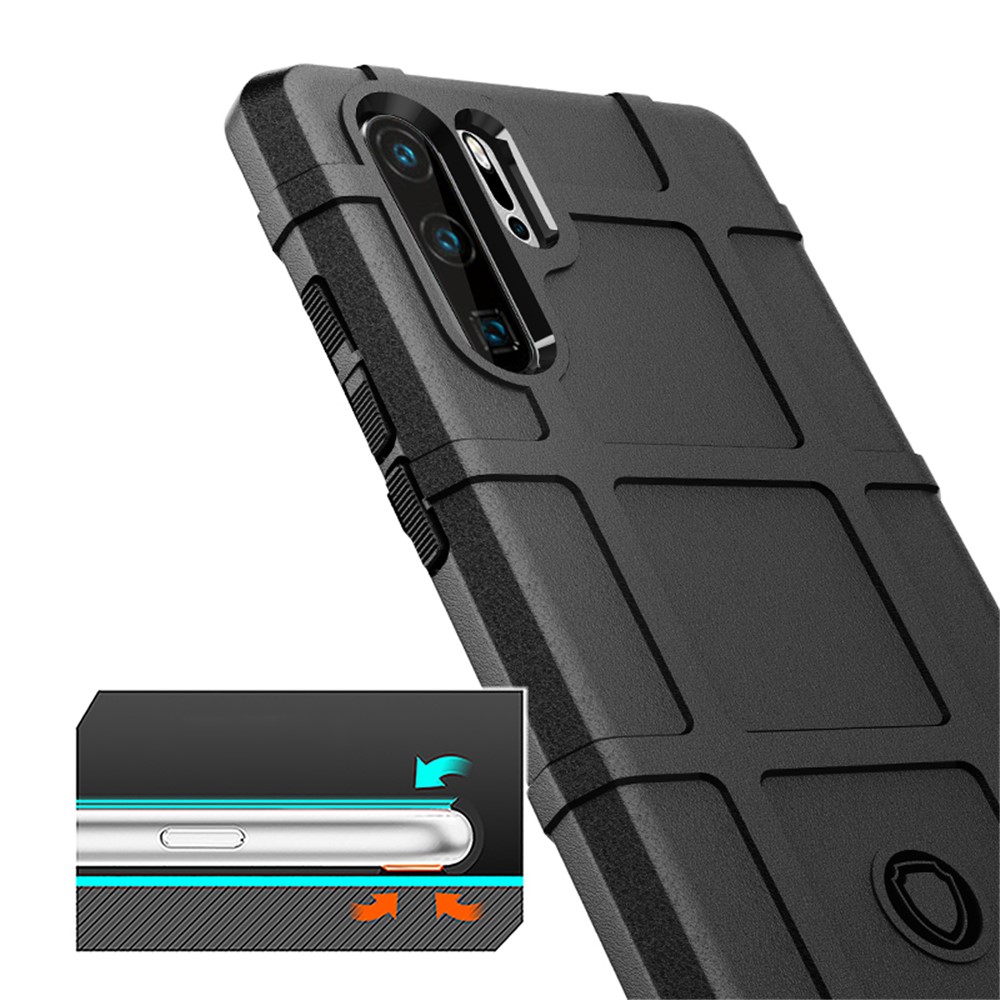 Para Huawei P30 Pro Rugged Cuadrado de la Cuadrícula Cuadrada Caso de Protección TPU - Negro