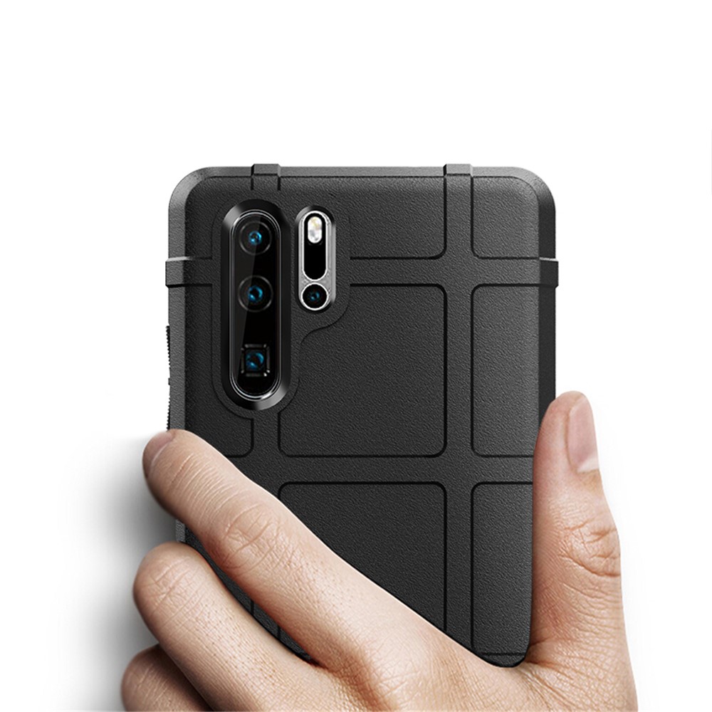 Para Huawei P30 Pro Rugged Cuadrado de la Cuadrícula Cuadrada Caso de Protección TPU - Negro