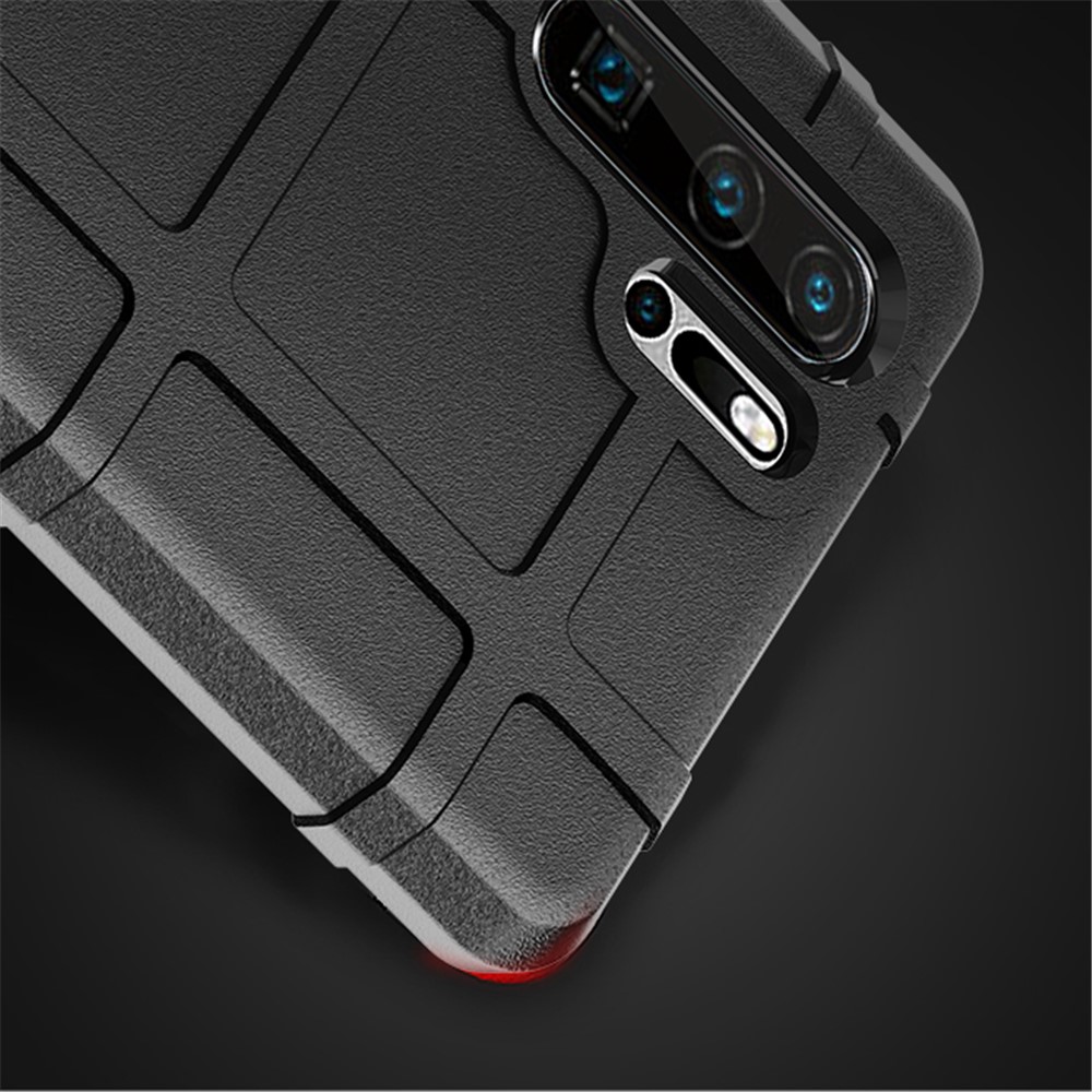 Pour Huawei P30 Pro Rugged Square Grid Texture TPU Case de Protection TPU - le Noir-4