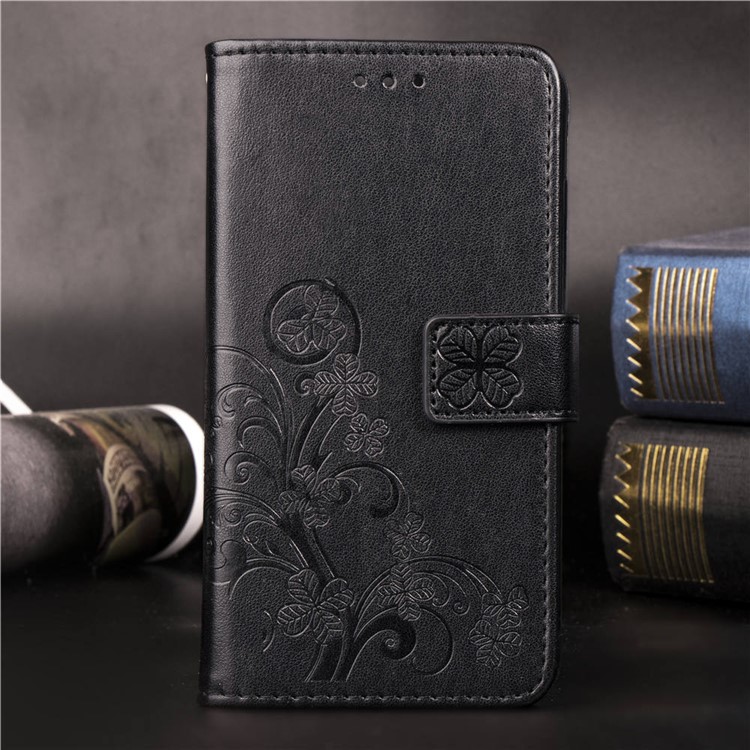 Imprint Clover Pattern Leather Wallet Case for Huawei P30 Pro - Black-11