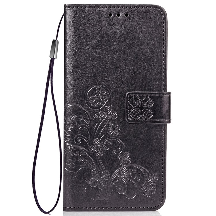 Imprint Clover Pattern Leather Wallet Case for Huawei P30 Pro - Black-2