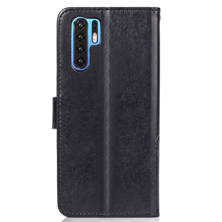 Imprint Clover Pattern Leather Wallet Case for Huawei P30 Pro - Black-3
