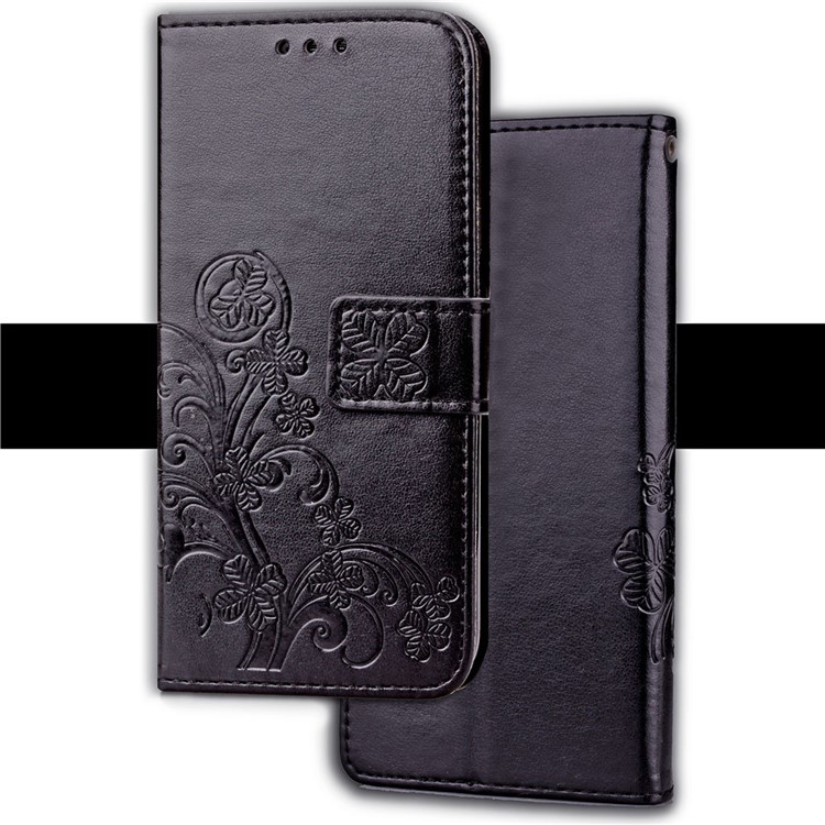 Imprint Clover Pattern Leather Wallet Case for Huawei P30 Pro - Black-7