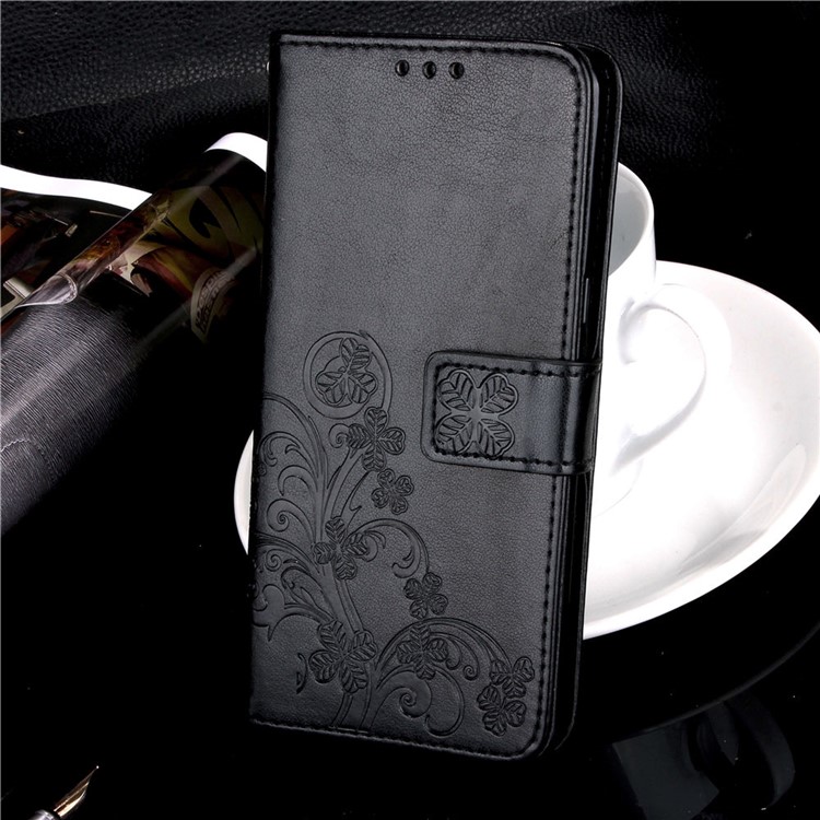 Imprint Clover Pattern Leather Wallet Case for Huawei P30 Pro - Black-8