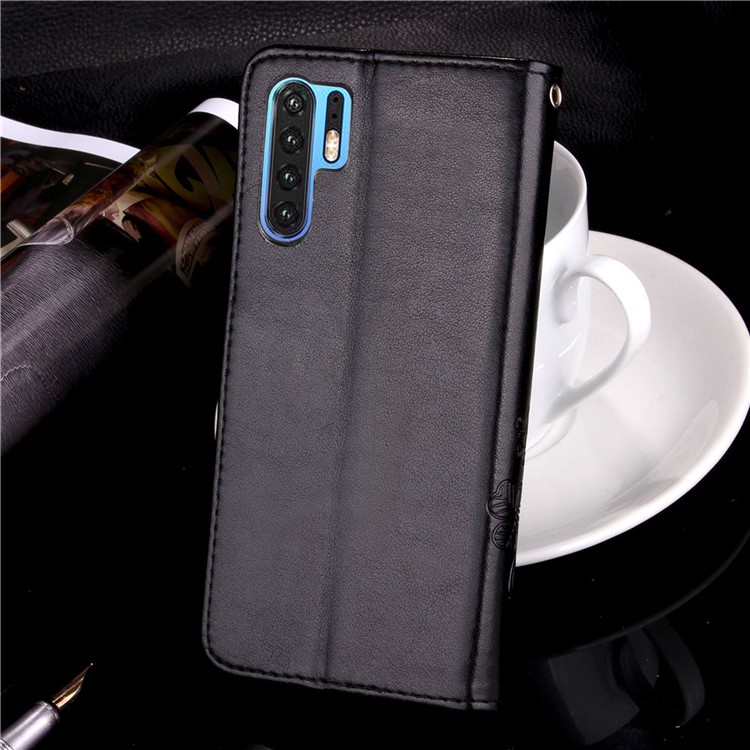 Imprint Clover Pattern Leather Wallet Case for Huawei P30 Pro - Black-9