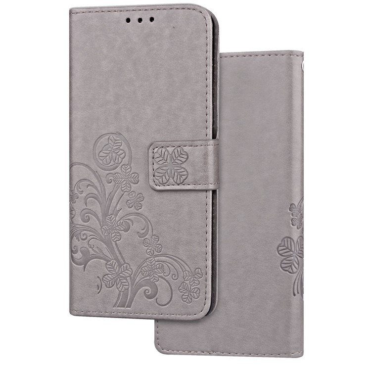 Imprint Clover Pattern Leather Wallet Cover for Huawei P30 Pro - Grey-8