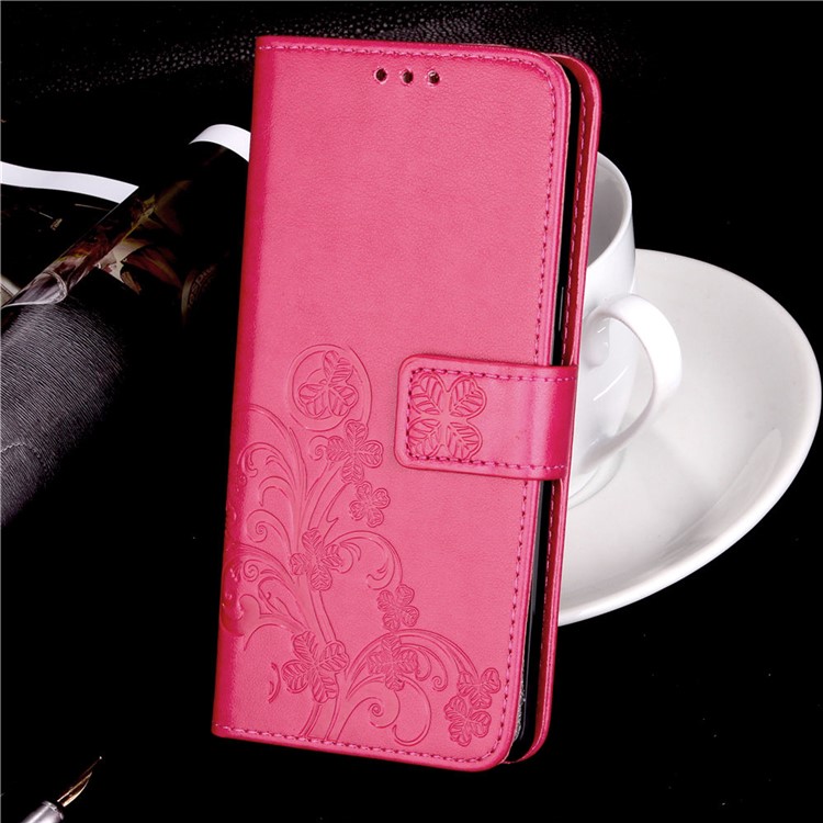 Imprint Clover Pattern Leather Wallet Shell for Huawei P30 Pro - Rose-10