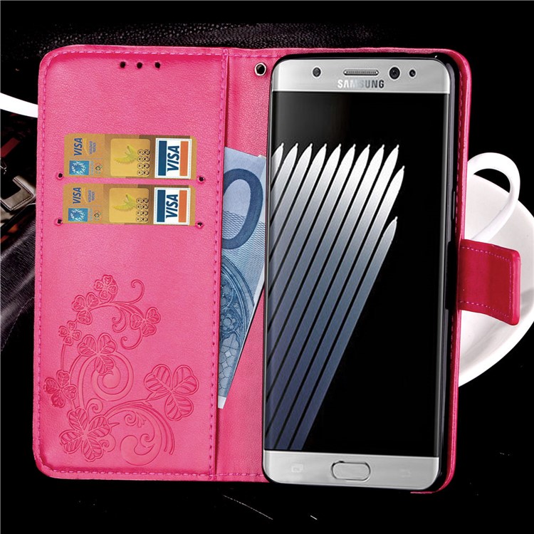 Imprint Clover Pattern Leather Wallet Shell for Huawei P30 Pro - Rose-12