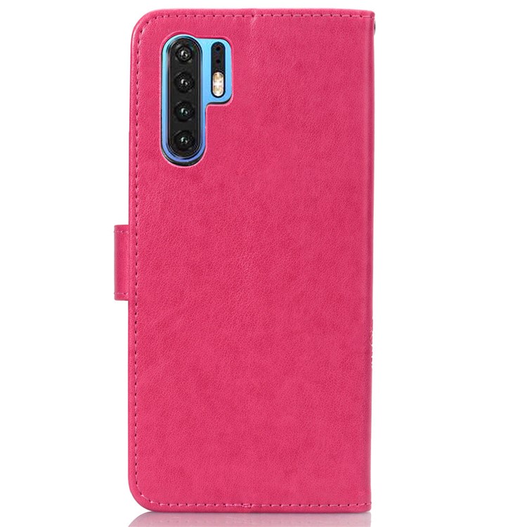 Imprint Clover Pattern Leather Wallet Shell for Huawei P30 Pro - Rose-3