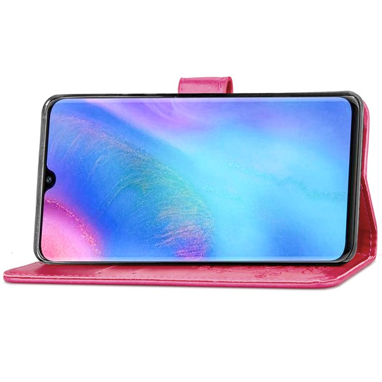 Imprint Clover Pattern Leather Wallet Shell for Huawei P30 Pro - Rose-5