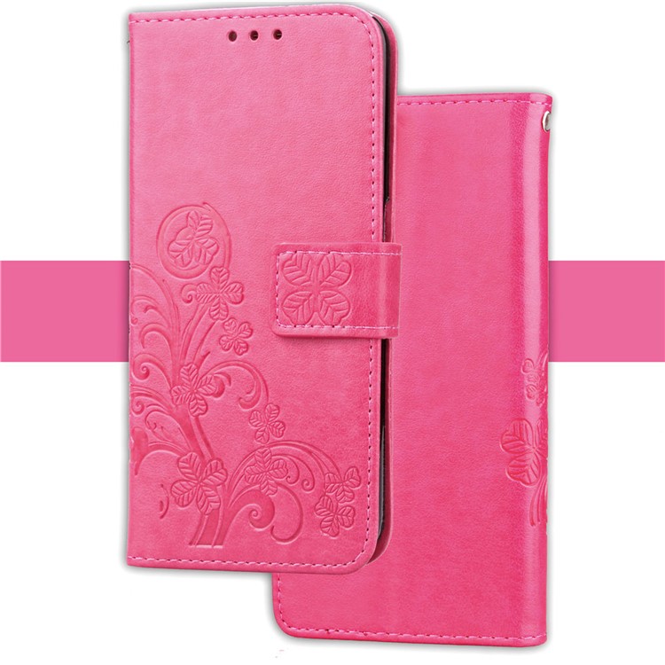 Imprint Clover Pattern Leather Wallet Shell for Huawei P30 Pro - Rose-9