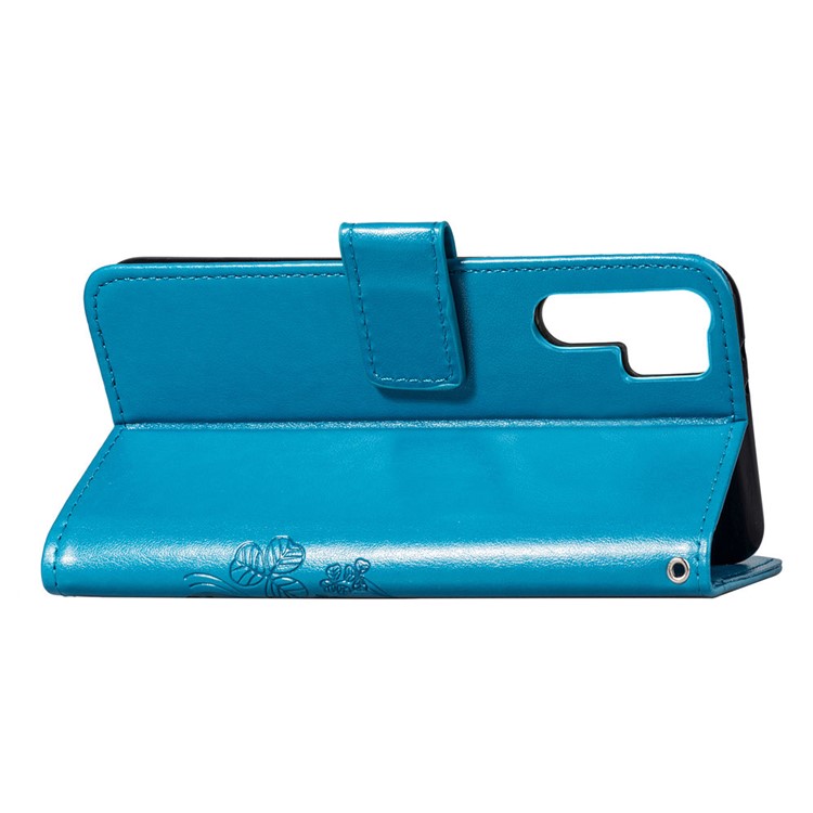 Imprint Clover Pattern Leather Wallet Casing for Huawei P30 Pro - Blue-6