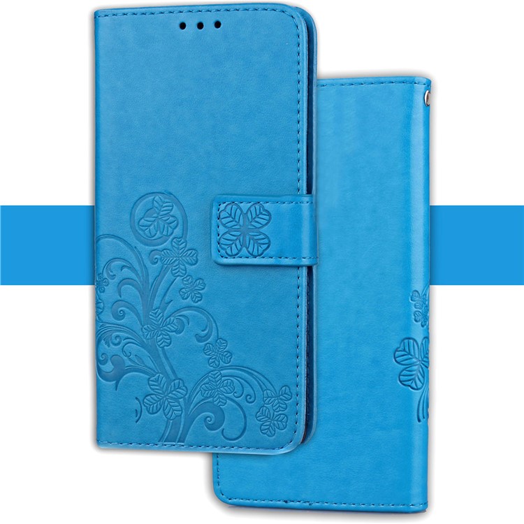 Imprint Clover Pattern Leather Wallet Casing for Huawei P30 Pro - Blue-8