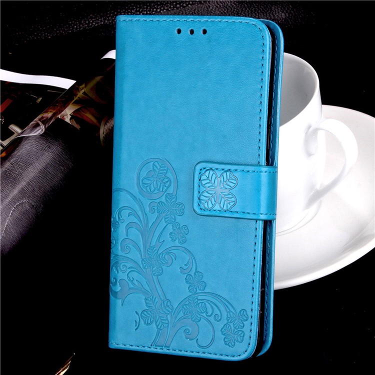 Imprint Clover Pattern Leather Wallet Casing for Huawei P30 Pro - Blue-9