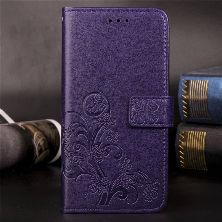Imprint Clover Pattern Leather Wallet Mobile Phone Case for Huawei P30 Pro - Purple-11