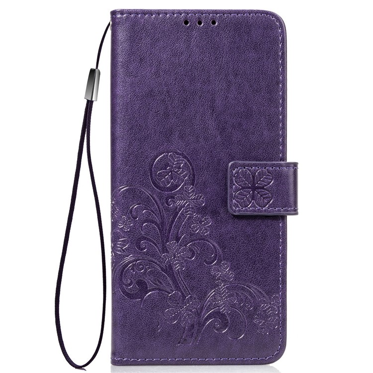 Imprint Clover Pattern Leather Wallet Mobile Phone Case for Huawei P30 Pro - Purple-2
