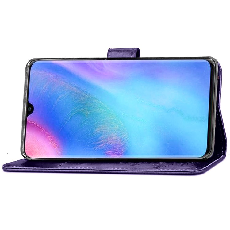 Imprint Clover Pattern Leather Wallet Mobile Phone Case for Huawei P30 Pro - Purple-5