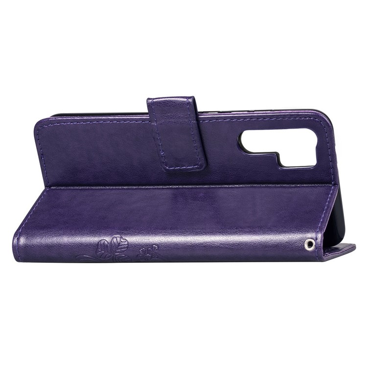 Imprint Clover Pattern Leather Wallet Mobile Phone Case for Huawei P30 Pro - Purple-6