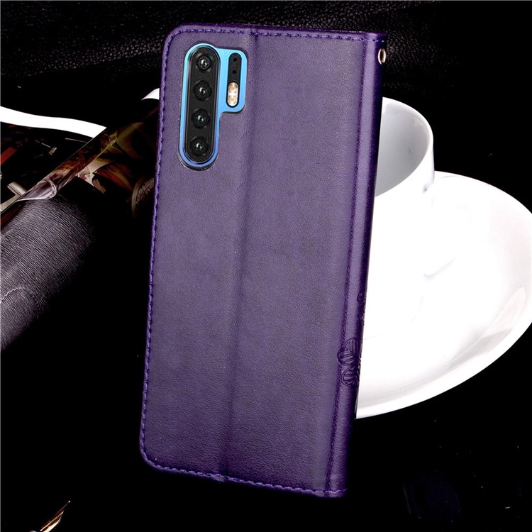 Imprint Clover Pattern Leather Wallet Mobile Phone Case for Huawei P30 Pro - Purple-9