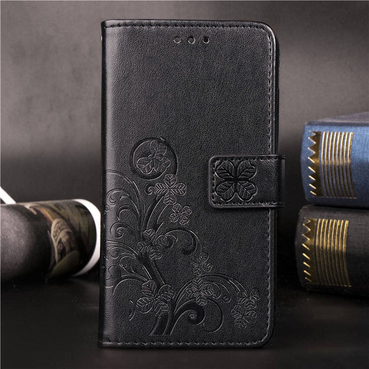 Imprint Clover Pattern Leather Wallet Case for Huawei Honor 10 Lite / P Smart (2019) - Black-11