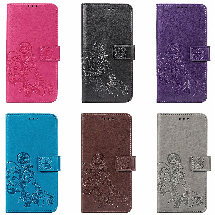 Imprint Clover Pattern Leather Wallet Case for Huawei Honor 10 Lite / P Smart (2019) - Black-13