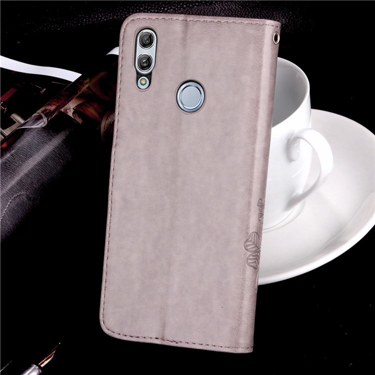 Impressão Padrão De Trevo Carteira De Couro Capa Para Huawei Honor 10 Lite / P Inteligente (2019) - Cinzento-10