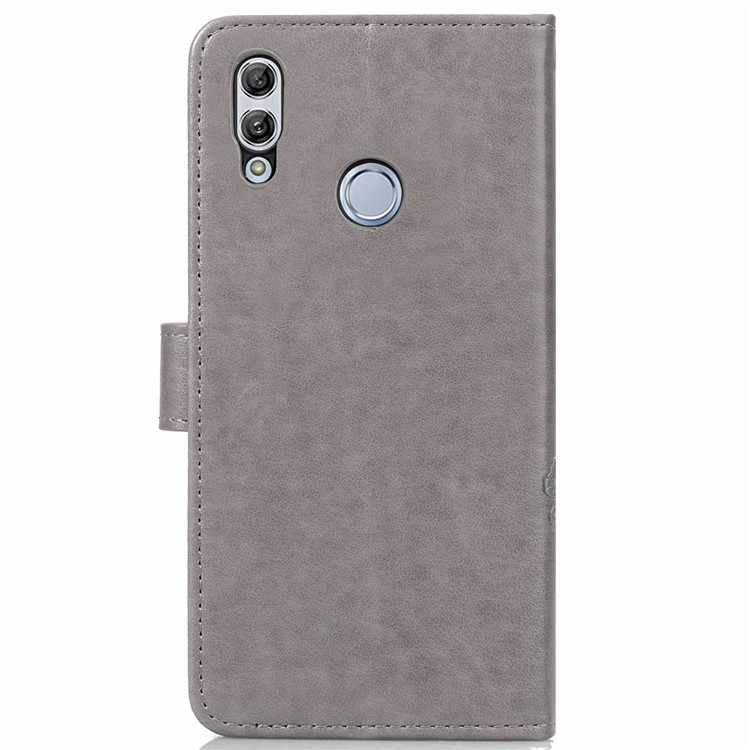 Impressão Padrão De Trevo Carteira De Couro Capa Para Huawei Honor 10 Lite / P Inteligente (2019) - Cinzento-3