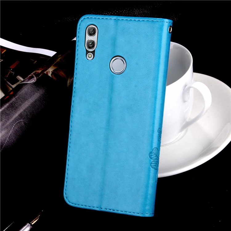 Imprint Clover Pattern Leather Wallet Casing for Huawei Honor 10 Lite / P Smart (2019) - Blue-11