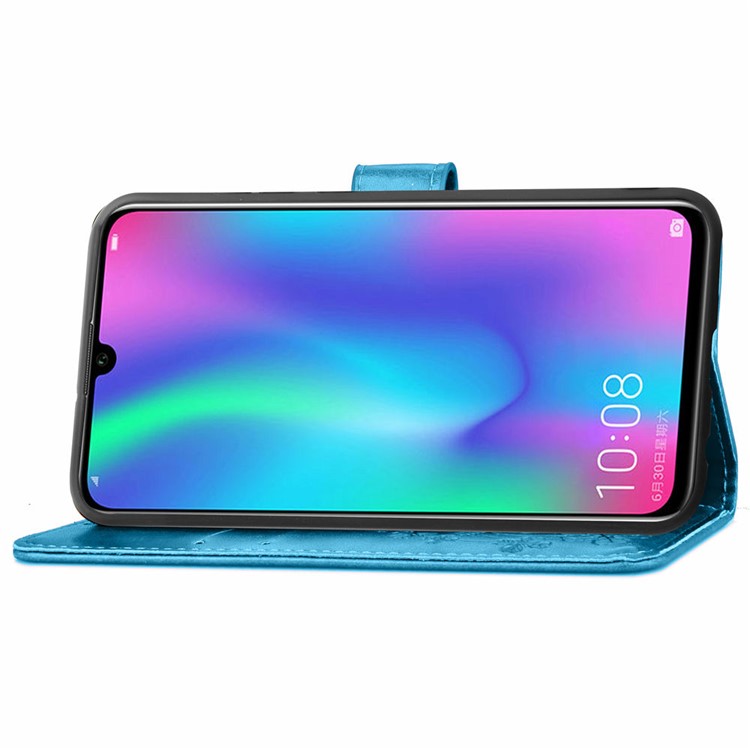 Imprint Clover Pattern Leather Wallet Casing for Huawei Honor 10 Lite / P Smart (2019) - Blue-5