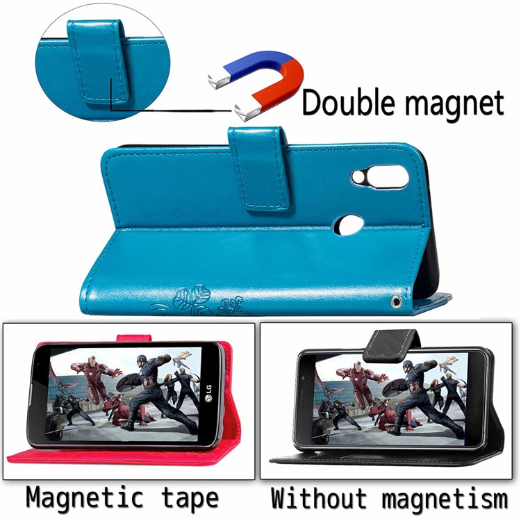 Imprint Clover Pattern Leather Wallet Casing for Huawei Honor 10 Lite / P Smart (2019) - Blue-7