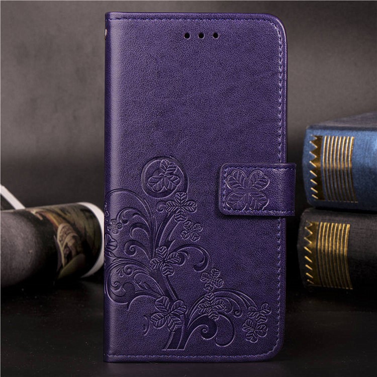 Impressão Trevo Padrão Carteira De Couro Caso De Telefone Móvel Para Huawei Honor 10 Lite / P Inteligente (2019) - Roxa-11