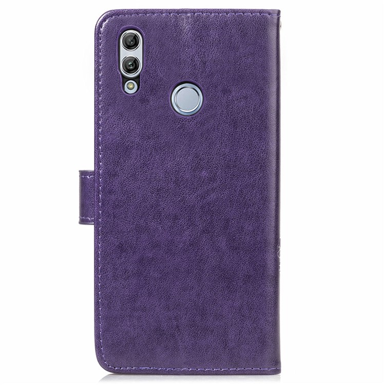 Impressão Trevo Padrão Carteira De Couro Caso De Telefone Móvel Para Huawei Honor 10 Lite / P Inteligente (2019) - Roxa-3