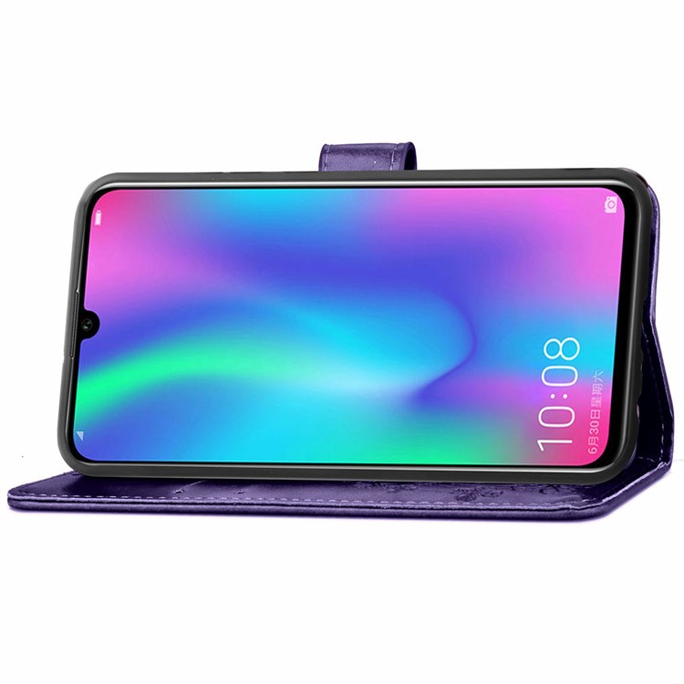 Impressão Trevo Padrão Carteira De Couro Caso De Telefone Móvel Para Huawei Honor 10 Lite / P Inteligente (2019) - Roxa-5