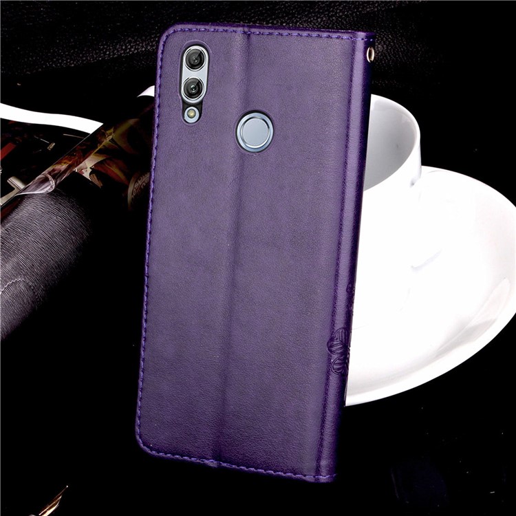 Impressão Trevo Padrão Carteira De Couro Caso De Telefone Móvel Para Huawei Honor 10 Lite / P Inteligente (2019) - Roxa-9