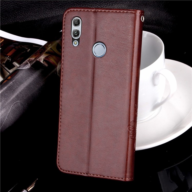 Impressão Trevo Padrão Carteira De Couro Caso De Telefone Celular Para Huawei Honor 10 Lite / P Inteligente (2019) - Castanho-10