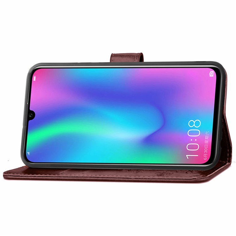 Impressão Trevo Padrão Carteira De Couro Caso De Telefone Celular Para Huawei Honor 10 Lite / P Inteligente (2019) - Castanho-5