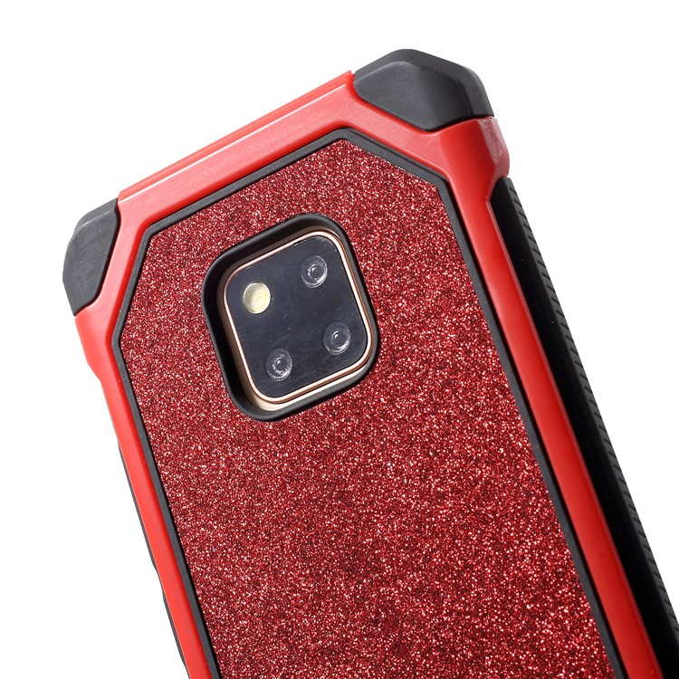 Glitter Powder Drop Resistant PC TPU Hybrid Mobile Casing for Huawei Mate 20 Pro - Red-4