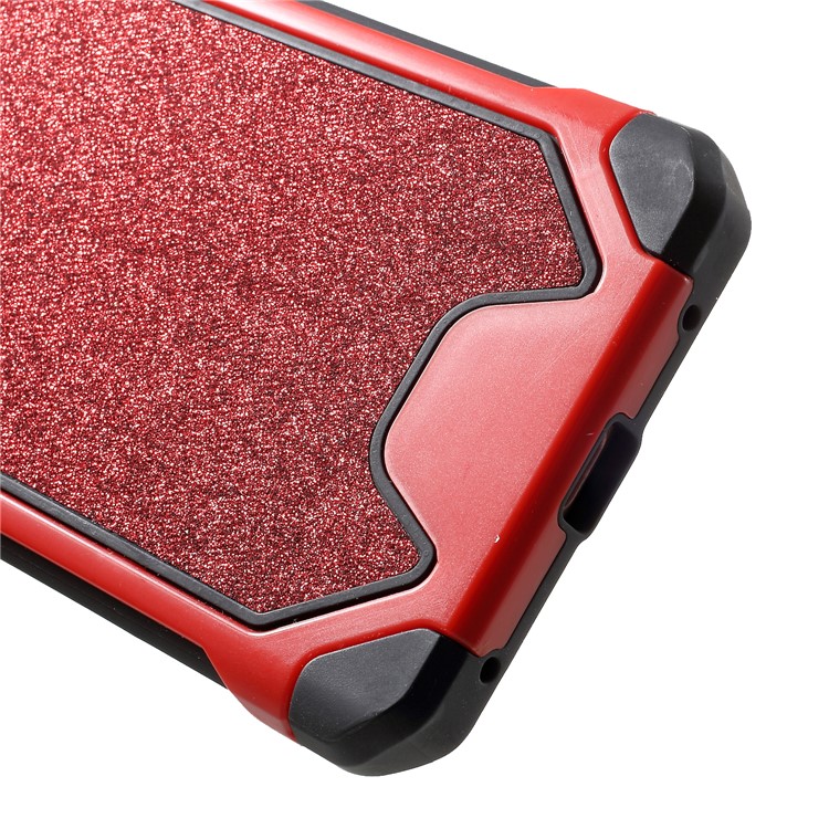 Glitter Powder Drop Resistant PC TPU Hybrid Mobile Casing for Huawei Mate 20 Pro - Red-5