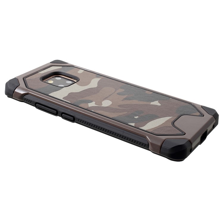 Camouflage Pattern Leather Coated PC TPU Hybrid Phone Case for Huawei Mate 20 Pro - Brown-4