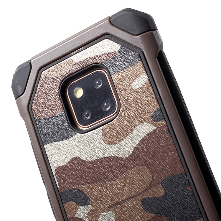 Camouflage Pattern Leather Coated PC TPU Hybrid Phone Case for Huawei Mate 20 Pro - Brown-5