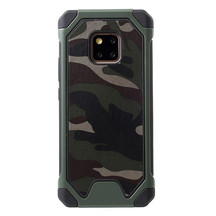 Camouflage Pattern Leather Coated PC TPU Hybrid Phone Cover for Huawei Mate 20 Pro - Green-1