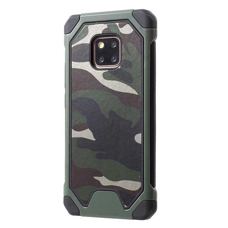 Camouflage Pattern Leather Coated PC TPU Hybrid Phone Cover for Huawei Mate 20 Pro - Green-3