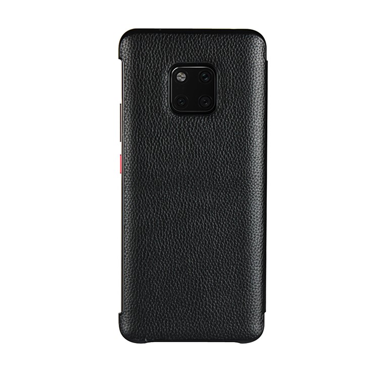 Ver Janela Lichia Pele De Couro Genuíno Flip Case Para Huawei Mate 20 Pro - Preto-5