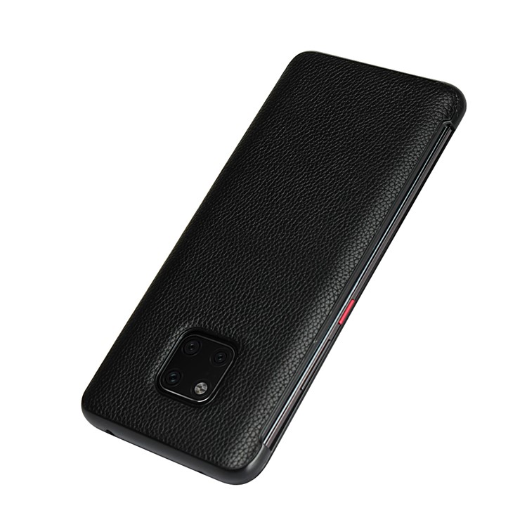 Ver Janela Lichia Pele De Couro Genuíno Flip Case Para Huawei Mate 20 Pro - Preto-7