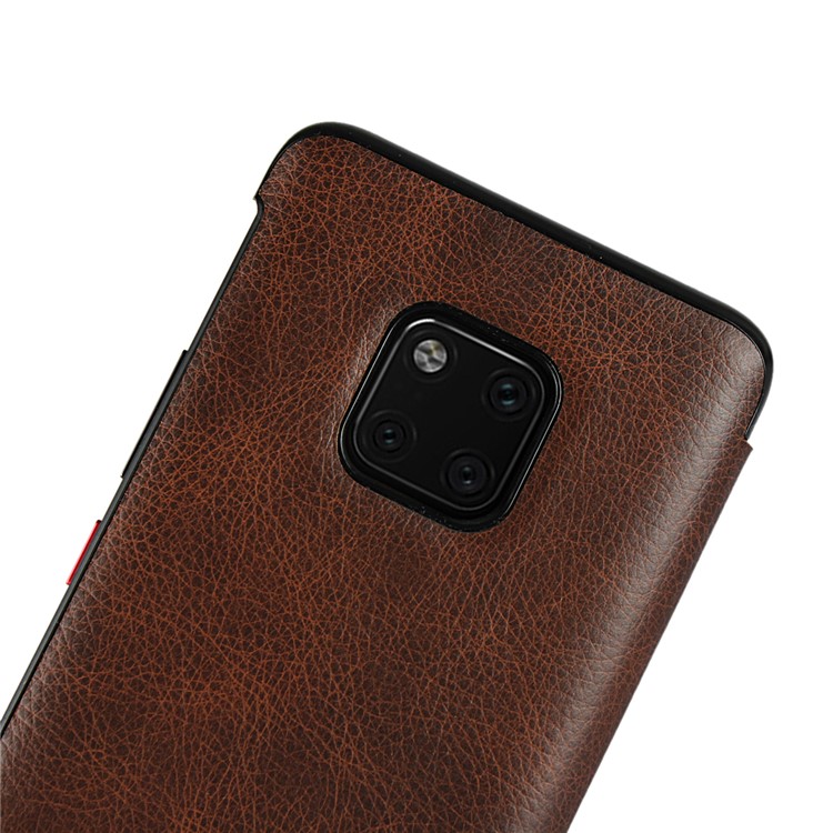 Ver Ventana Litchi Piel Cubierta De Cuero Genuino Para Huawei Mate 20 Pro - Café-10