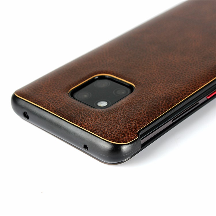 Ver Ventana Litchi Piel Cubierta De Cuero Genuino Para Huawei Mate 20 Pro - Café-12