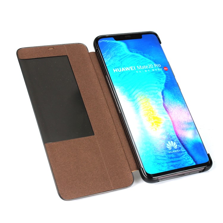 Ver Ventana Litchi Piel Cubierta De Cuero Genuino Para Huawei Mate 20 Pro - Café-13
