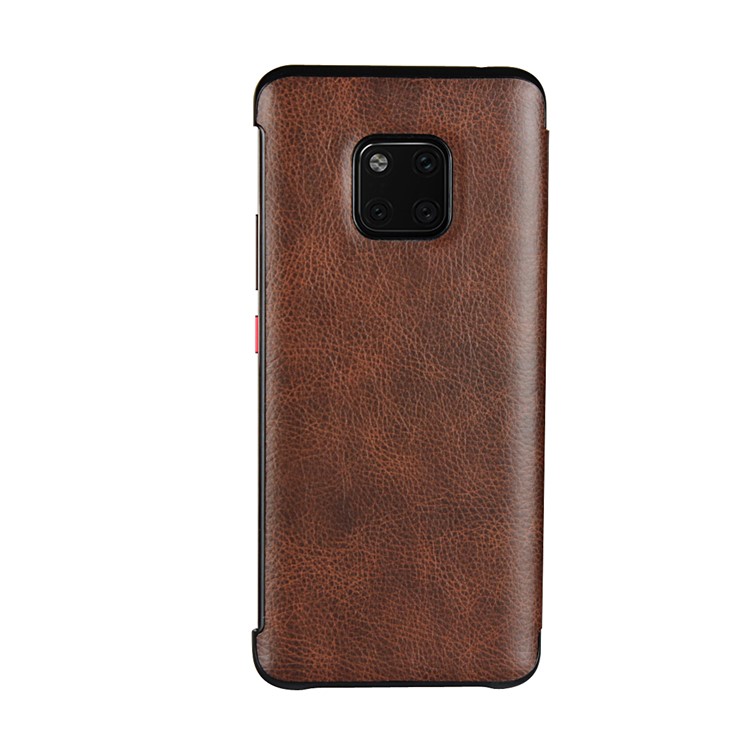 Ver Ventana Litchi Piel Cubierta De Cuero Genuino Para Huawei Mate 20 Pro - Café-5